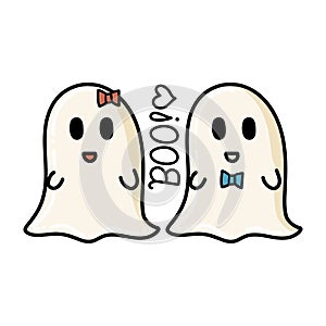 A Ghost Couple with a Bow and a Bow Tie